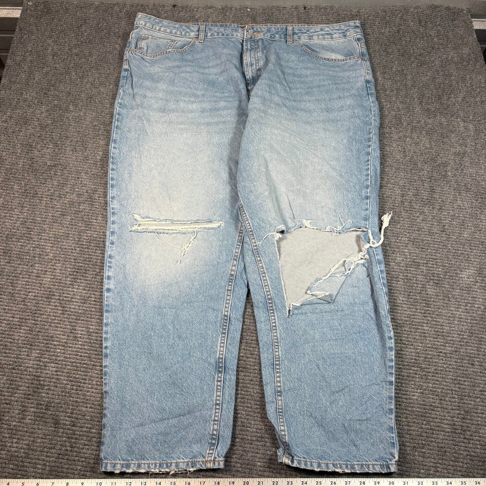 ASOS DESIGN Curve Jeans Women US 20/32 Light Wash Excellent Distressed Straight